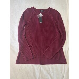 a.n.a A New Approach Women Burgundy Shaker Cable Knit Sweater Small NWT